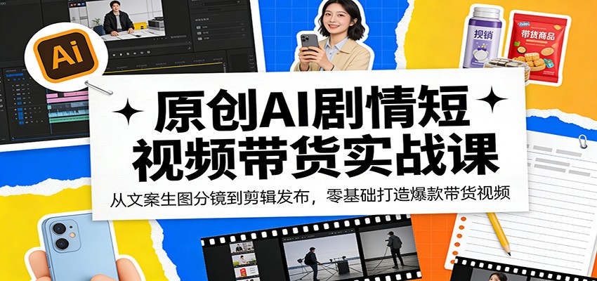 原创AI剧情短视频带货实战课：从文案生图分镜到剪辑发布，零基础打造爆款带货视频-轻创星球网