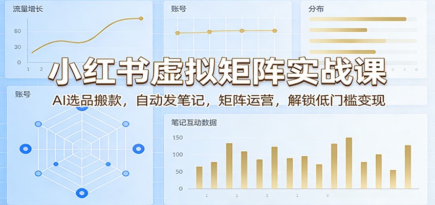 小红书虚拟矩阵实战课：AI选品搬款，自动发笔记，矩阵运营，解锁低门槛变现-轻创星球网