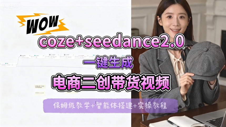 【Coze工作流搭建实操教程】seedance2.0+coze一键生成电商二创带货视频，全流程保姆级教学-轻创星球网