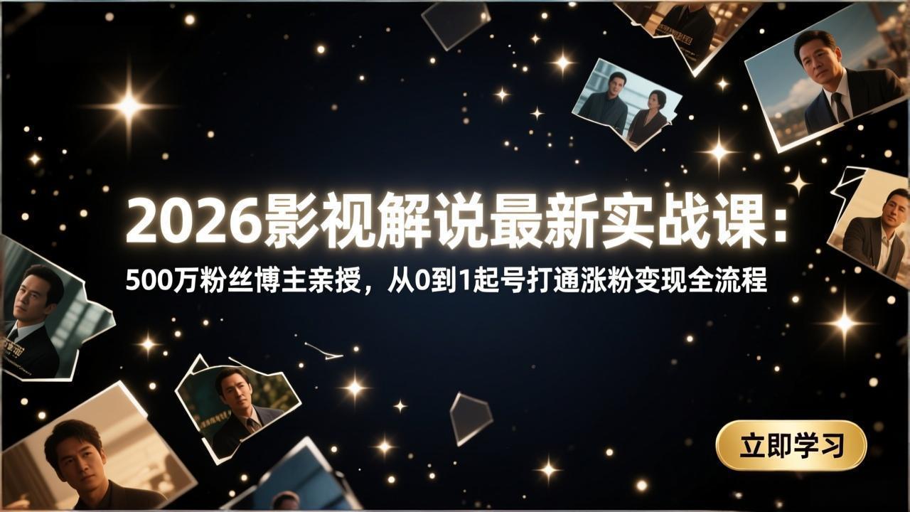 2026影视解说最新实战课：500万粉丝博主亲授，从0到1起号打通涨粉变现全流程-轻创星球网