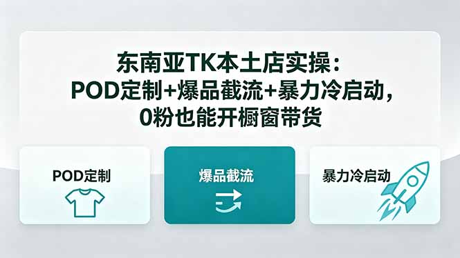 东南亚TK本土店实操：POD定制+爆品截流+暴力冷启动，0粉也能开橱窗带货-轻创星球网