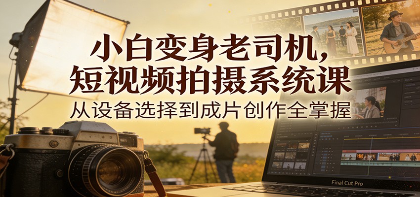 小白变身老司机，短视频拍摄系统课，从设备选择到成片创作全掌握-轻创星球网