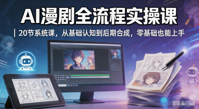 AI漫剧全流程实操课｜20节系统课，从基础认知到后期合成，零基础也能上手-轻创星球网