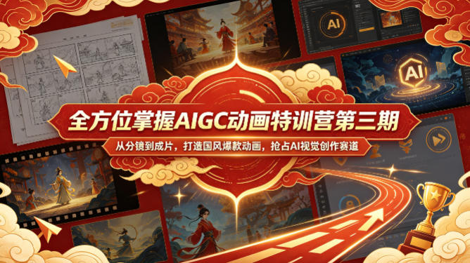 全方位掌握AIGC动画特训营第三期,从分镜到成片,打造国风爆款动画,抢占AI视觉创作赛道红利