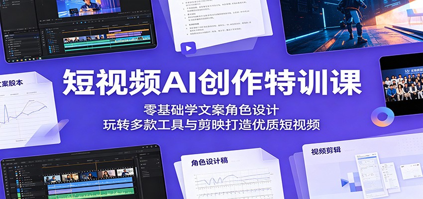短视频AI创作特训课：零基础学文案角色设计，玩转多款工具与剪映打造优质短视频-轻创星球网
