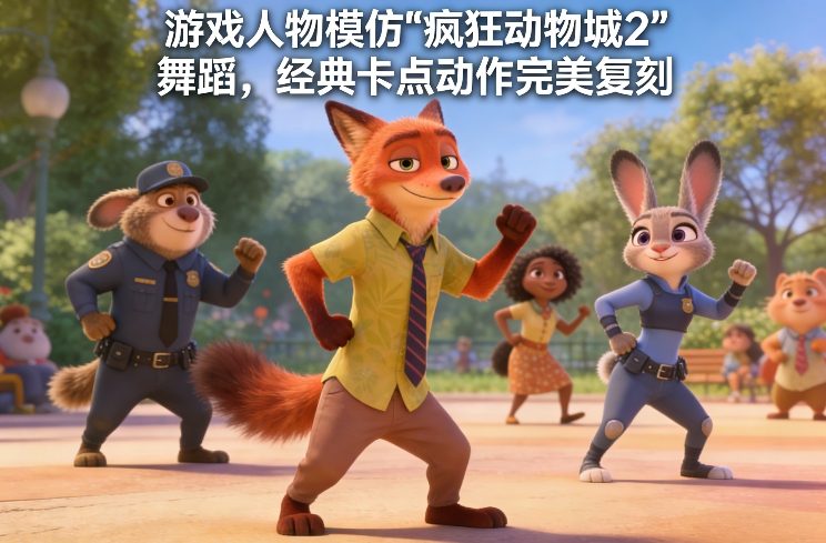 游戏人物模仿“疯狂动物城2”舞蹈，经典卡点动作完美复刻-轻创星球网