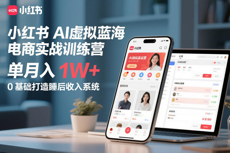 小红书AI虚拟蓝海电商实战训练营，单月入1W+，0基础打造睡后收入系统(更新)-轻创星球网