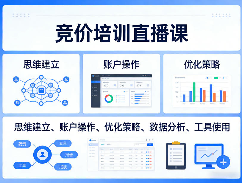 竞价培训直播课，覆盖思维建立、账户操作、优化策略、数据分析、工具使用等，全方位提升效果-轻创星球网
