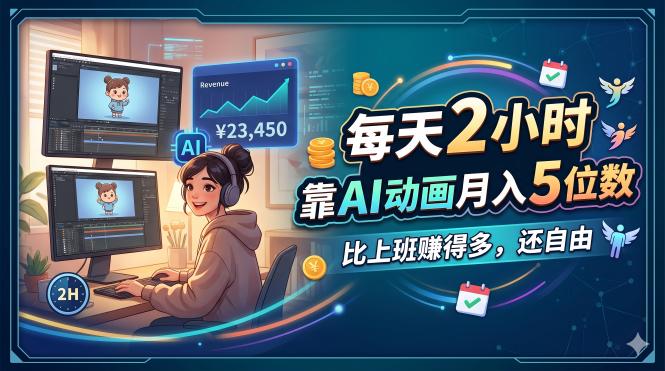 每天 2 小时，靠 AI 动画月入 5 位数，比上班赚得多，还自由-轻创星球网