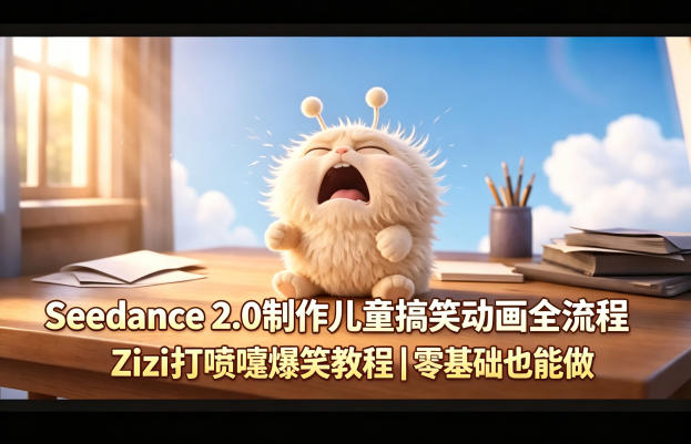 Seedance 2.0制作儿童搞笑动画全流程Zizi打喷嚏爆笑教程｜零基础也能做-轻创星球网