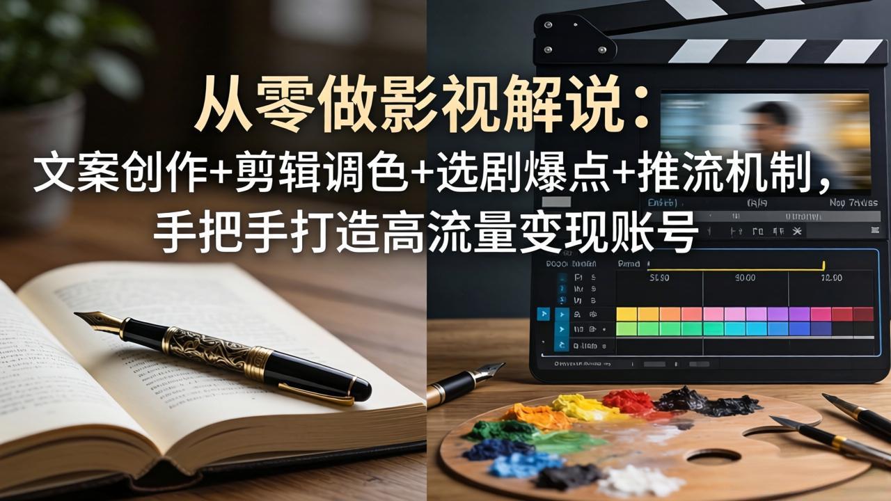 从零做影视解说：文案创作+剪辑调色+选剧爆点+推流机制，手把手打造高流量变现账号-轻创星球网