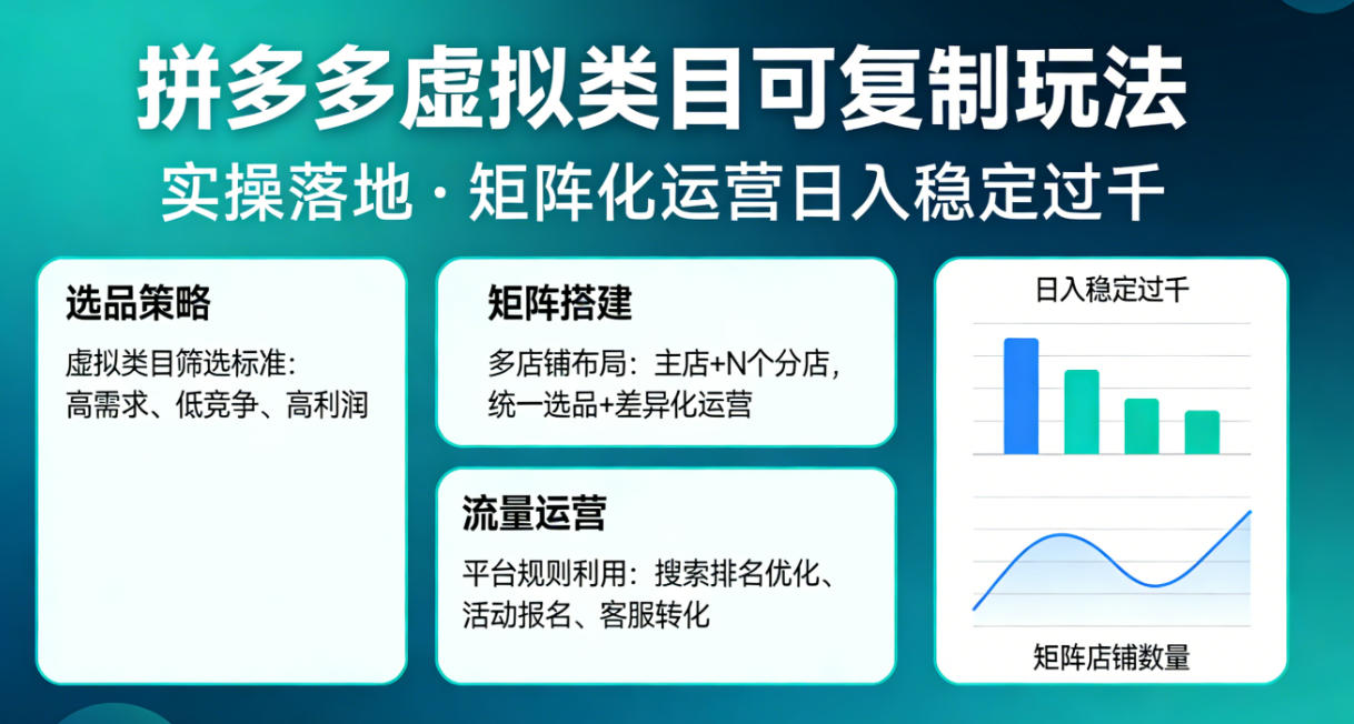 拼多多虚拟类目可复制玩法，实操落地，矩阵化日入稳定过千【揭秘】-轻创星球网