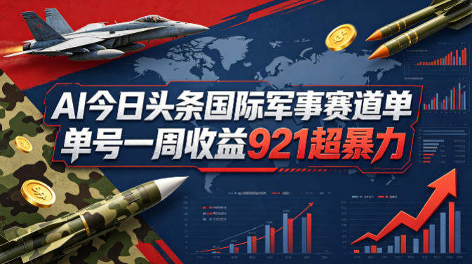 AI今日头条国际军事赛道,单号一周收益921,超暴力