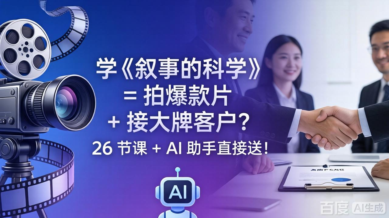 学《叙事的科学》= 拍爆款片 + 接大牌客户？26 节课 + AI 助手直接送！-轻创星球网