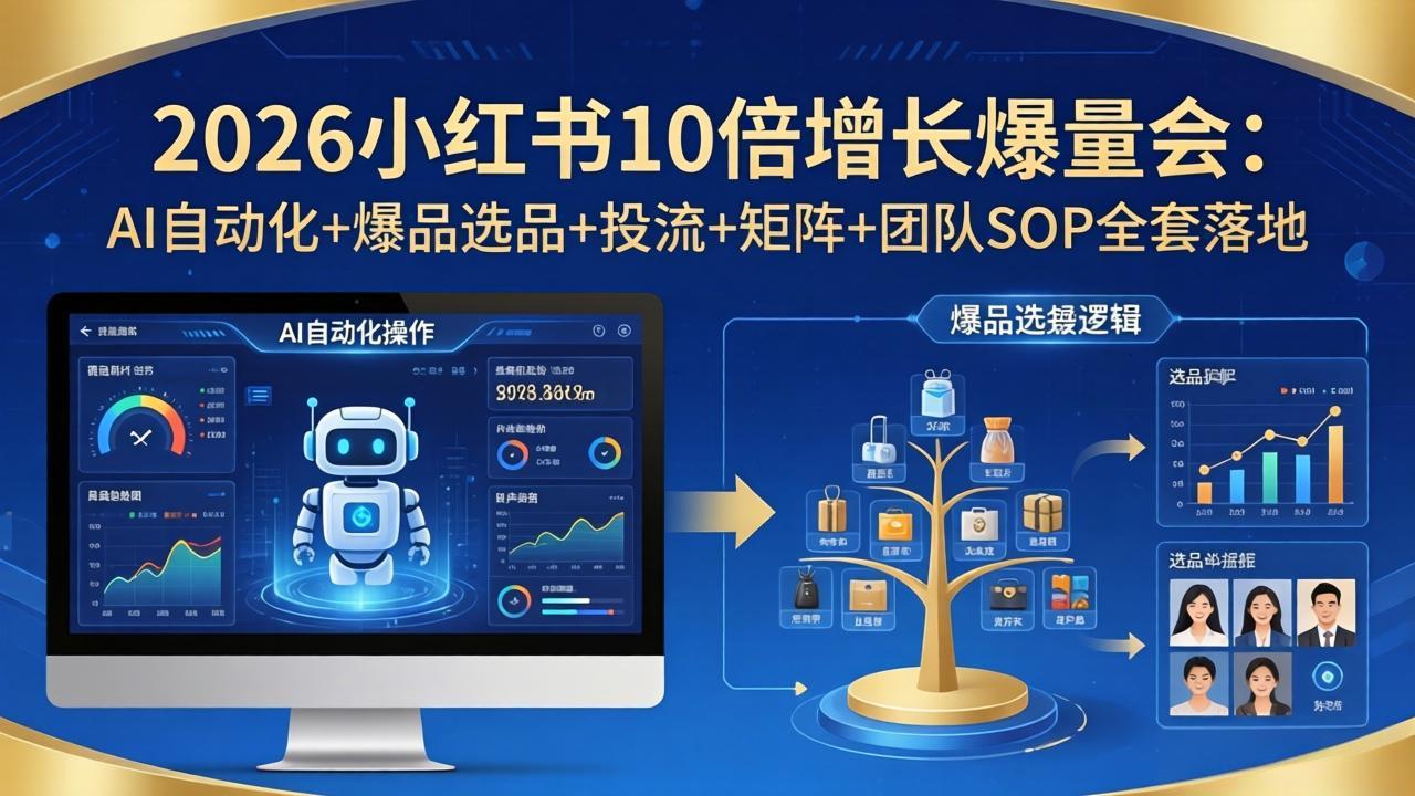 2026小红书10倍增长爆量会：AI自动化+爆品选品+投流+矩阵+团队SOP全套落地-轻创星球网