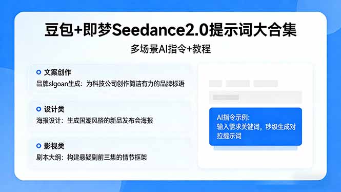 豆包+即梦Seedance2.0提示词大合集：多场景AI指令+教程，解锁文案、设计、影视高效创作-轻创星球网
