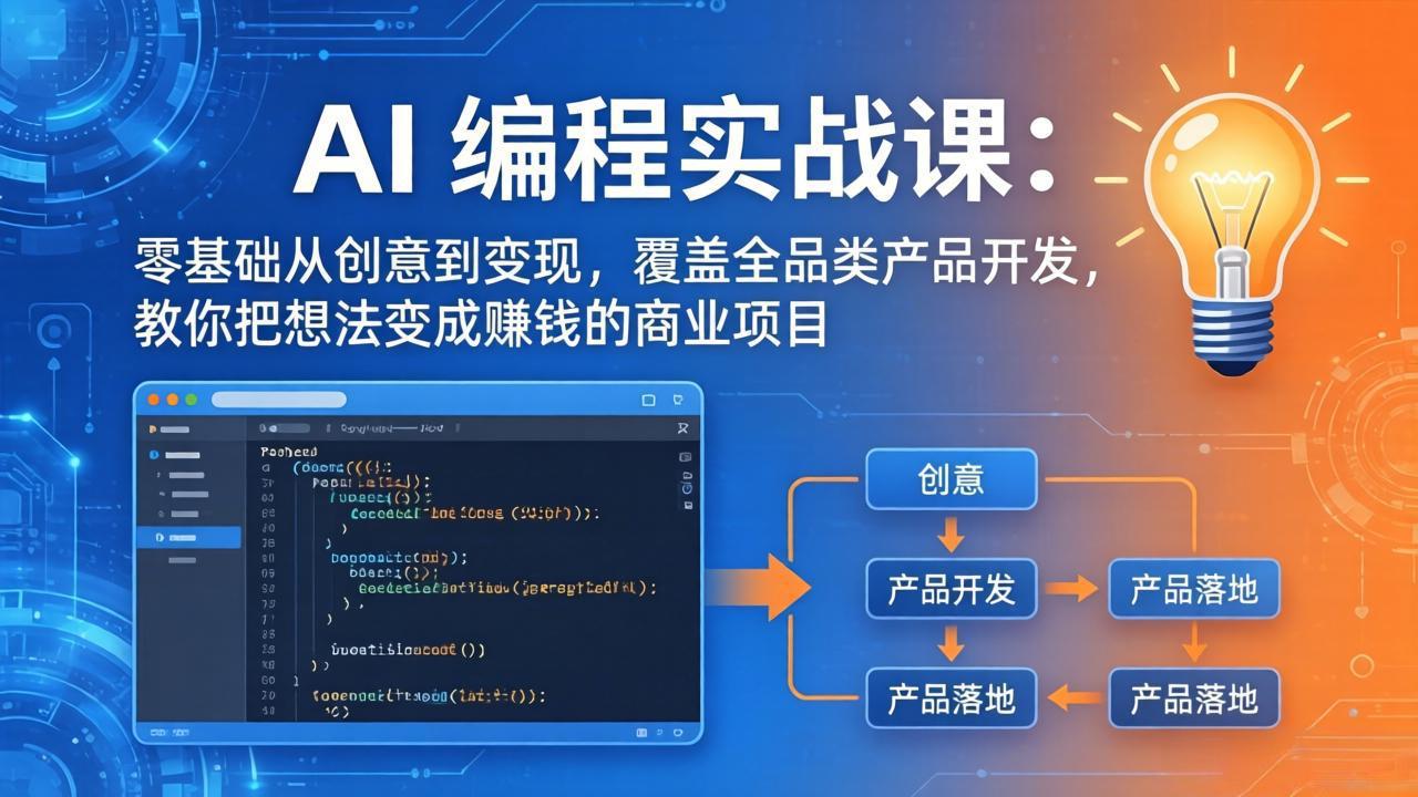 AI编程实战课-第三期-5月19更新：零基础从创意到变现，覆盖全品类产品开发，把想法变成赚钱项目-轻创星球网
