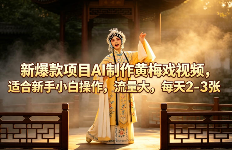 新爆款项目AI制作黄梅戏视频，适合新手小白操作，流量大，每天2-3张-轻创星球网