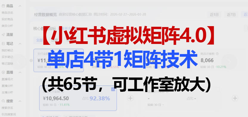 小红书虚拟矩阵4.0技术：单店4带1矩阵(共65节，可工作室放大)-轻创星球网