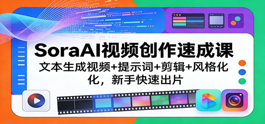 SoraAI视频创作速成课：文本生成视频+提示词+剪辑+风格化，新手快速出片-轻创星球网