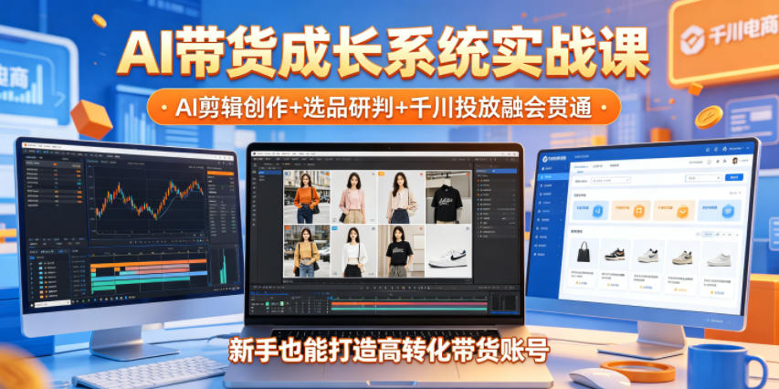 AI带货成长系统实战课，AI剪辑创作+选品研判+千川投放融会贯通，新手也能打造高转化带货账号(更新2026年)-轻创星球网