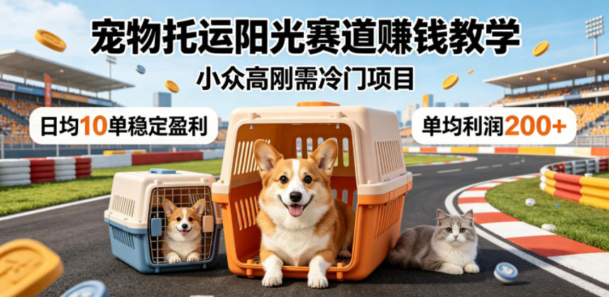 宠物托运阳光赛道賺钱教学，小众高刚需冷门项目，日均10单稳定盈利，单均利润200+-轻创星球网