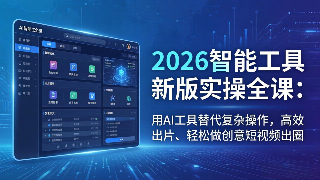 2026智能工具新版实操全课：用AI工具替代复杂操作，高效出片、轻松做创意短视频出圈-轻创星球网