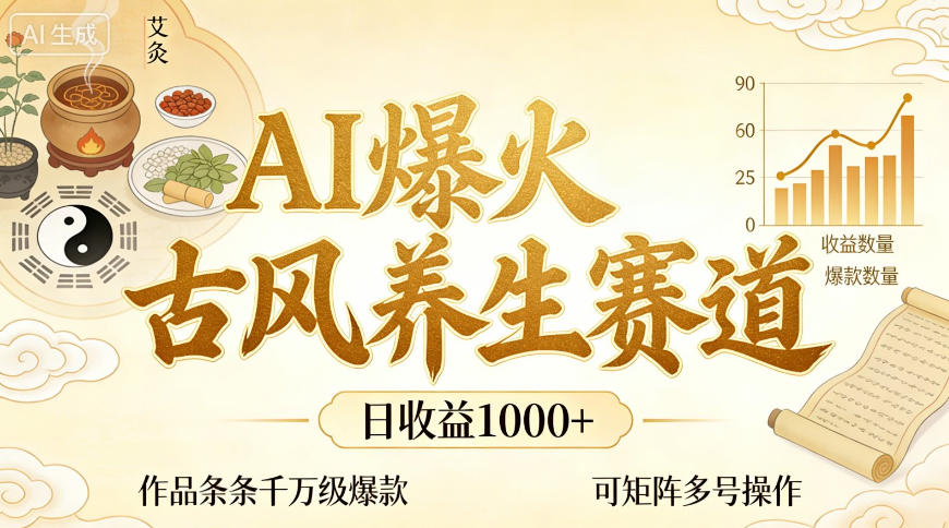 AI爆火古风养生赛道，日收益1k+单条作品点赞破万+，可矩阵多号操作【揭秘】-轻创星球网