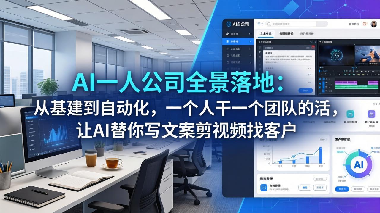 AI一人公司全景落地：从基建到自动化，一个人干一个团队的活，让AI替你写文案剪视频找客户-轻创星球网