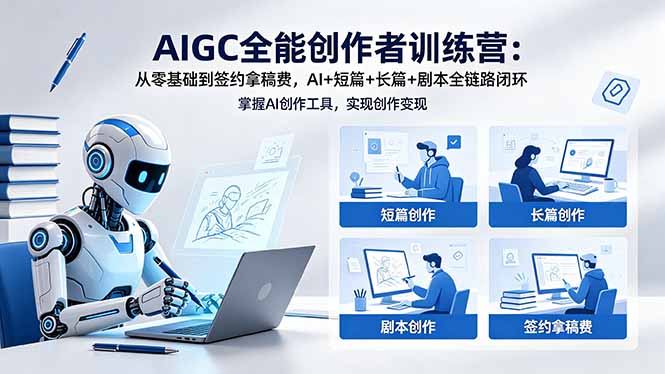 AIGC全能创作者训练营：从零基础到签约拿稿费，AI+短篇+长篇+剧本全链路闭环-轻创星球网