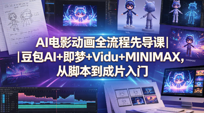 AI电影动画全流程先导课|豆包AI+即梦+Vidu+MINIMAX,从脚本到成片入门