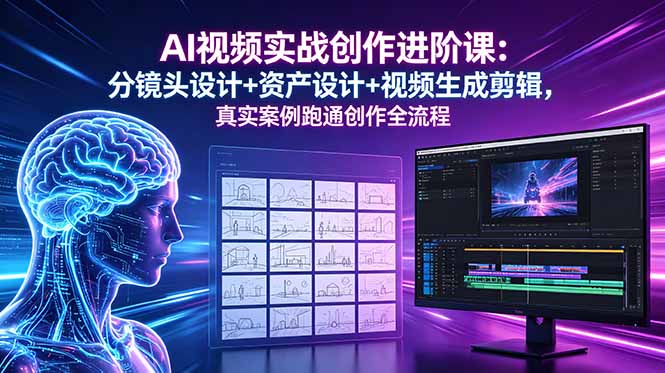 AI视频实战创作进阶课：分镜头设计+资产设计+视频生成剪辑，真实案例跑通创作全流程-轻创星球网