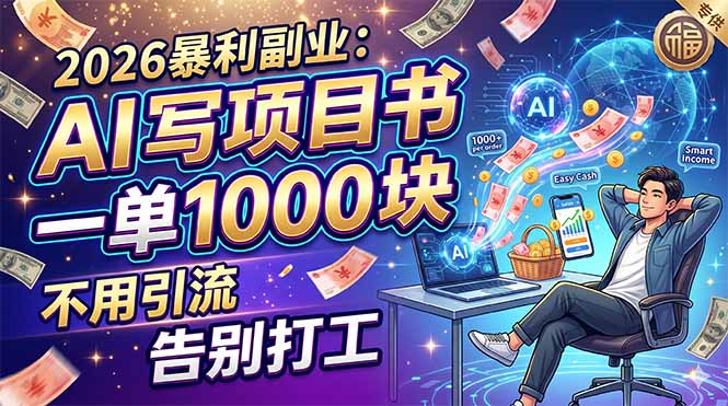 2026暴利副业：AI 写项目书，一单 1000 块，不用引流，告别打工-轻创星球网