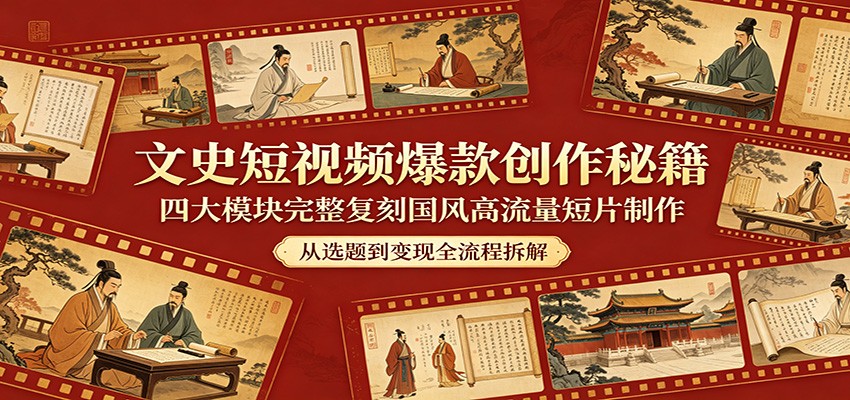 文史短视频爆款创作秘籍：四大模块完整复刻国风高流量短片制作-轻创星球网