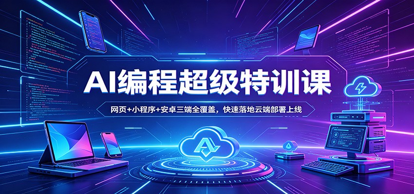 AI编程超级特训课：网页+小程序+安卓三端全覆盖，快速落地云端部署上线-轻创星球网