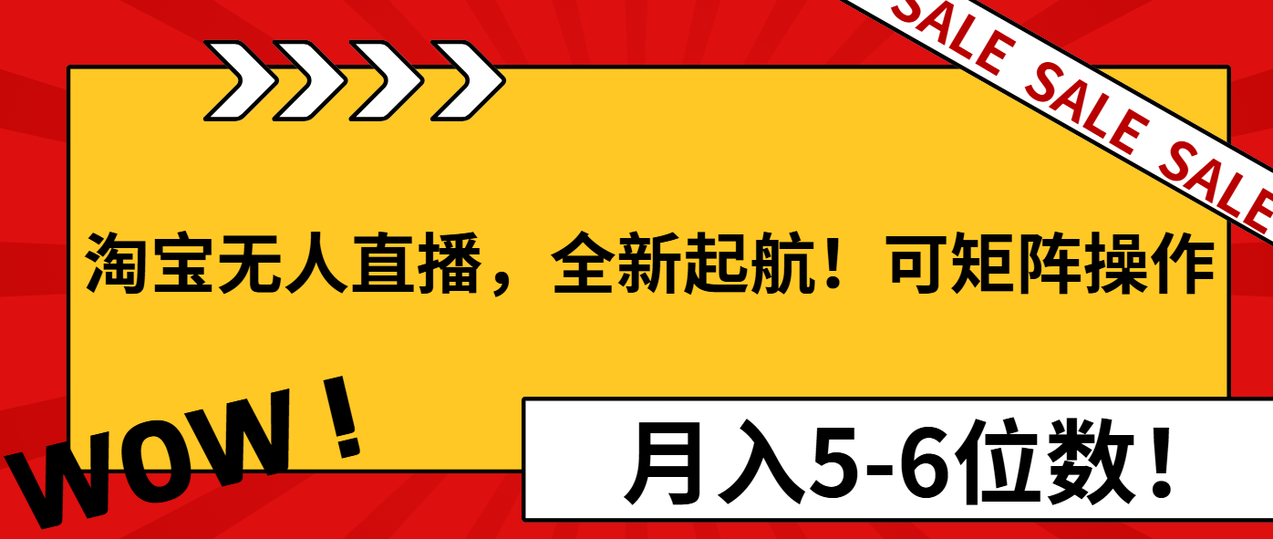 淘宝无人直播，全新起航！可矩阵操作，月入5-6位数！-轻创星球网