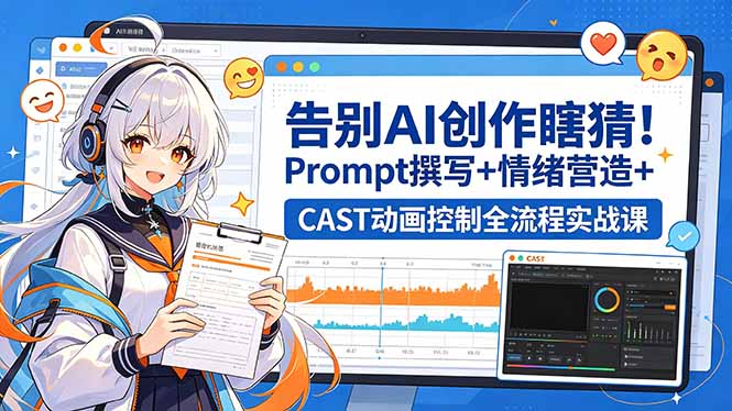 告别AI创作瞎猜！Prompt撰写+情绪营造+CAST动画控制全流程实战课-轻创星球网
