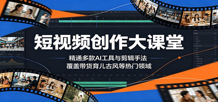 短视频创作大课堂：精通多款AI工具与剪辑手法，覆盖带货、育儿、古风等热门领域-轻创星球网