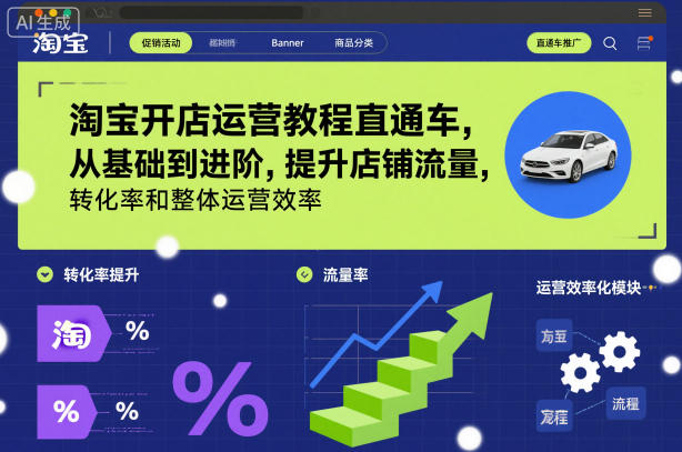淘宝开店运营教程直通车，从基础到进阶，提升店铺流量，转化率和整体运营效率(更新26年4月20日)-轻创星球网