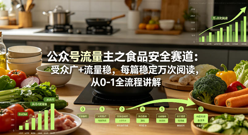 公众号流量主之食品安全赛道,受众广+流量稳,每篇作品稳定万次阅读,从0-1全流程讲解-轻创星球网
