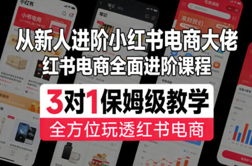 从新人进阶小红书电商大佬，红书电商全面进阶课程，3对1保姆级教学，全方位玩透红书电商-轻创星球网