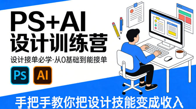 设计接单必学，PS+AI设计训练营，从0基础到能接单，手把手教你把设计技能变成收入-轻创星球网