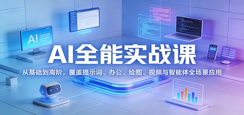 AI全能实战课：从基础到高阶，覆盖提示词、办公、绘图、视频与智能体全场景应用-轻创星球网