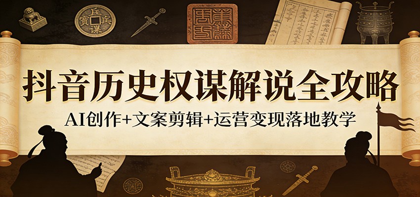 抖音历史权谋解说全攻略：AI创作+文案剪辑+运营变现落地教学-轻创星球网
