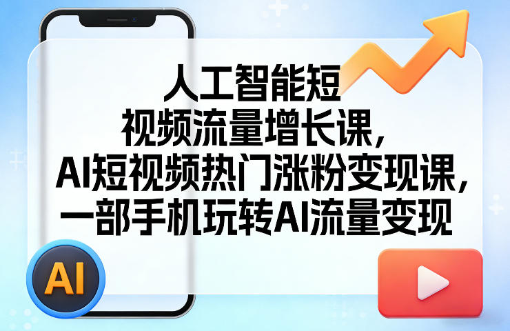人工智能短视频流量增长课，AI短视频热门涨粉变现课，一部手机玩转AI流量变现-轻创星球网