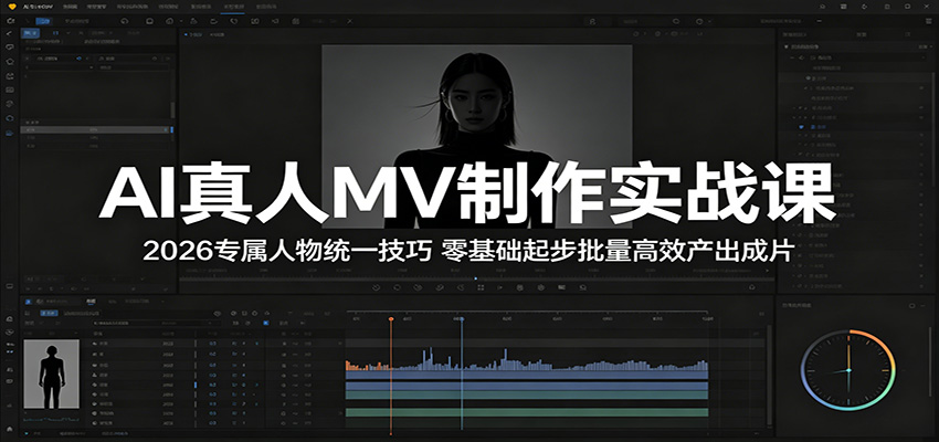 AI真人MV制作实战课：2026专属人物统一技巧，零基础起步批量高效产出成片-轻创星球网