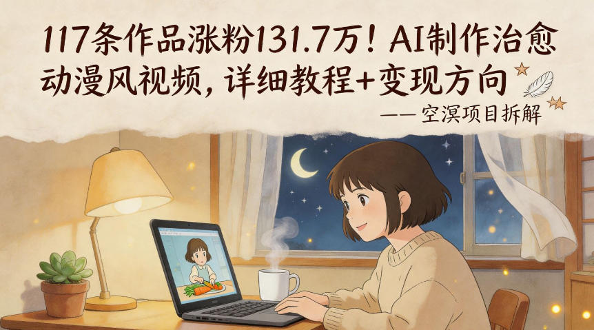 117条作品涨粉131.7W！AI制作治愈动漫风视频，详细教程+变现方向-轻创星球网