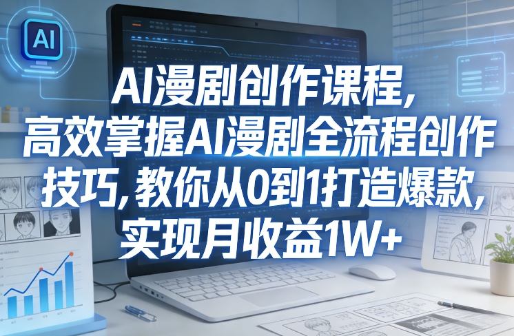 某社群AI漫剧创作课程，高效掌握AI漫剧全流程创作技巧，教你从0到1打造爆款，实现月收益1W+-轻创星球网