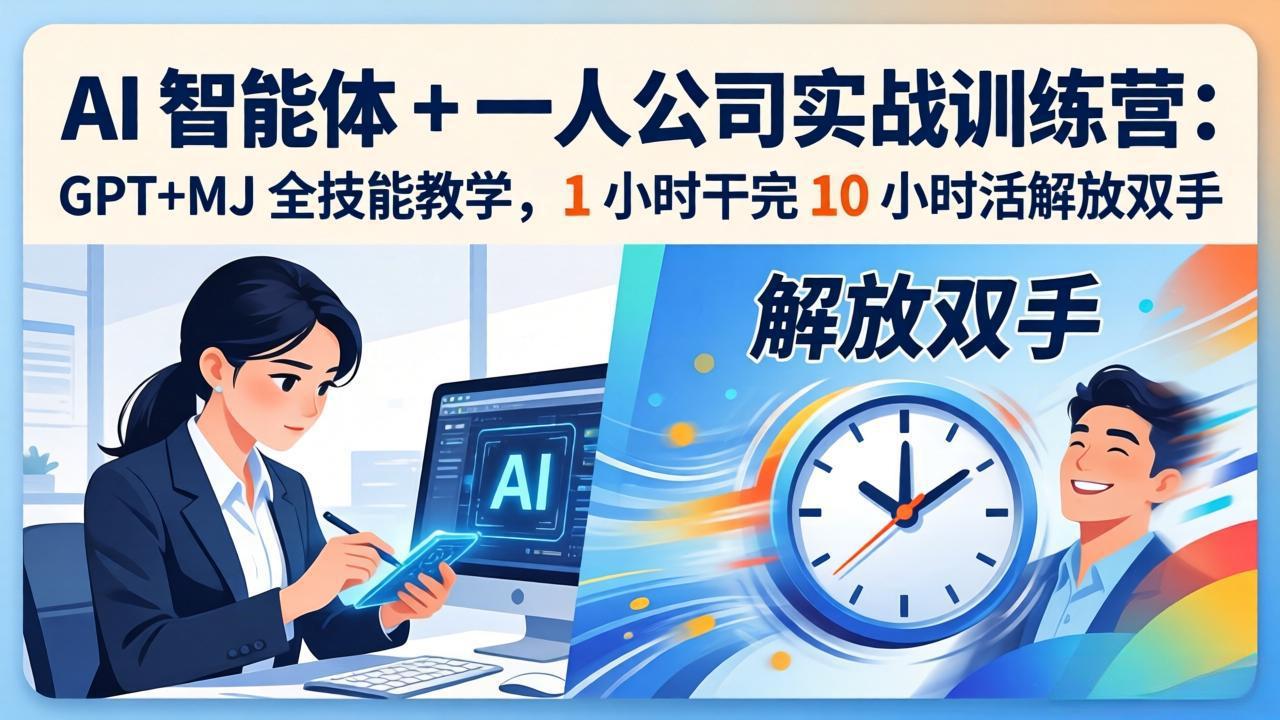 AI 智能体 + 一人公司实战训练营：GPT+MJ 全技能教学，1 小时干完 10 小时活解放双手-轻创星球网