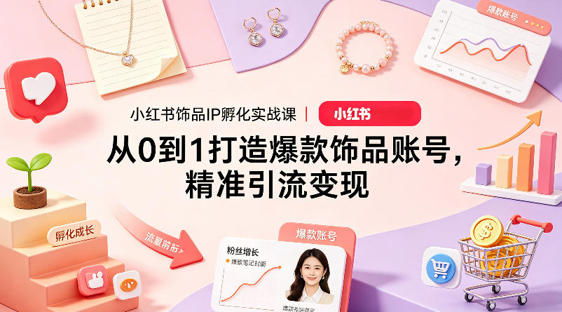 小红书饰品IP孵化实战课｜从0到1打造爆款饰品账号，精准引流变现-轻创星球网